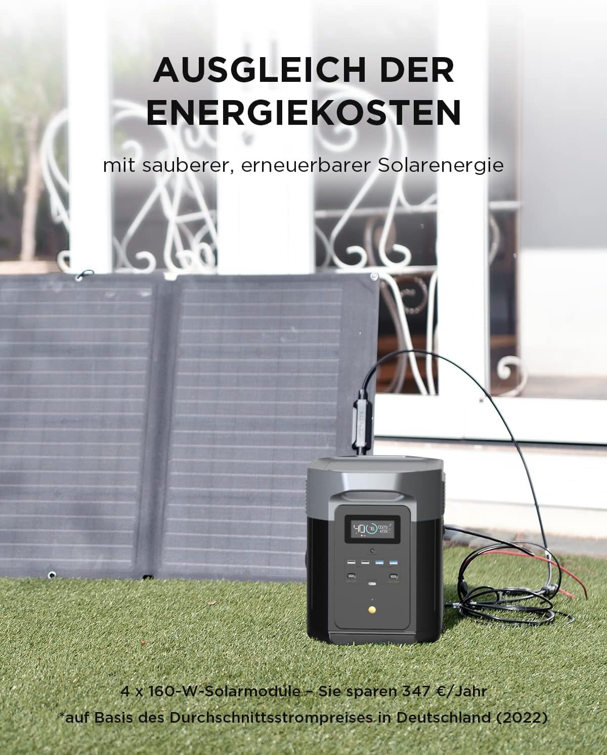 EF ECOFLOW DELTA Max tragbarer Powerstation 2016Wh, Solargenerator AC 2400W (4600W Überspannung) für Outdoor